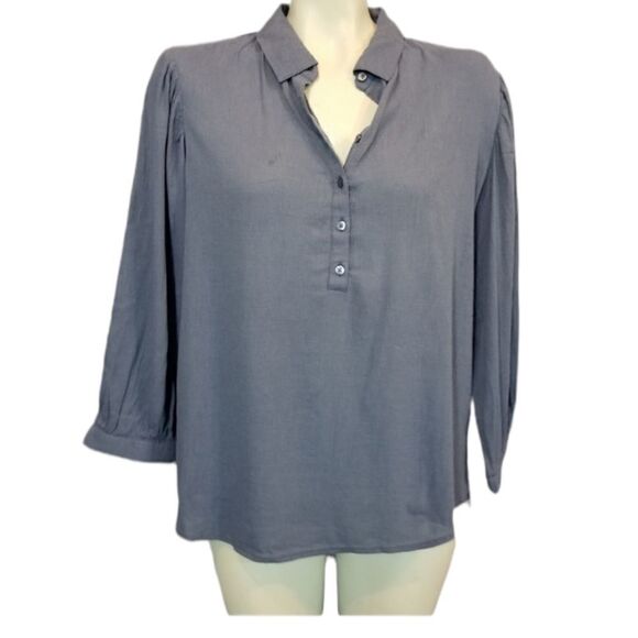 Caslon Blue Half Button Down Tunic Size Medium - Picture 1 of 6
